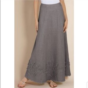 Soft Surroundings Bodrum Beach Linen Maxi Skirt A-line soft neutral brown Size L